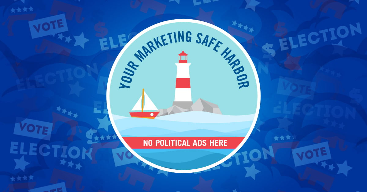 A graphic featuring a lighthouse and a sailboat within a circular frame labeled 